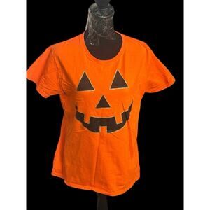 Halloween‎ Women's Pumpkin Gildan LARGE T-Shirt Jack O Lantern Costume